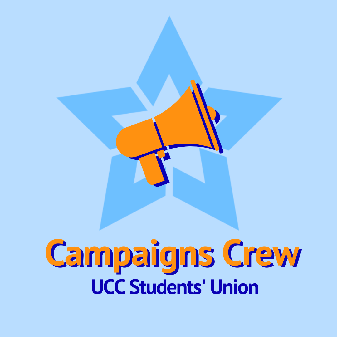 Student union star with megaphone in centre and text CAMPAIGNS CREW